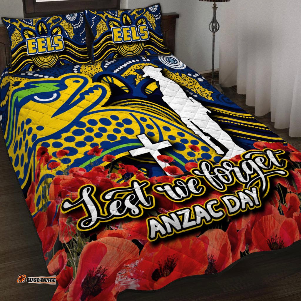 Eels Quilt Bed Set ANZAC Day Poppy Flowers With Aboriginal