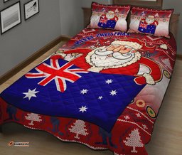 Christmas Personalised Quilt Bed Set Australia Santa Claus Hold The Flag Red