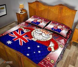 Christmas Personalised Quilt Bed Set Australia Santa Claus Hold The Flag Red