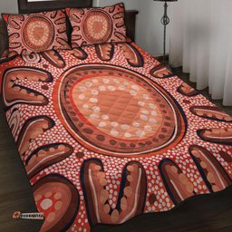 Amazing Aussie Australia Dot Painting Inspired Aboriginal Big Flower Painting With Aboriginal Dot Quilt Bed Set