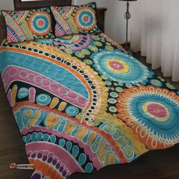 Amazing Aussie Australia Aboriginal Australian Indigenous Aboriginal Art Vivid Pastel Colours Ver 1 Quilt Bed Set