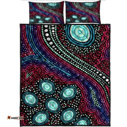 Amazing Aussie Australia Aboriginal Inspired Dreaming story aboriginal art background Quilt Bed Set