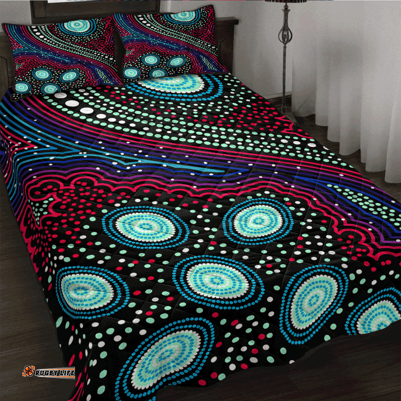 Amazing Aussie Australia Aboriginal Inspired Dreaming story aboriginal art background Quilt Bed Set