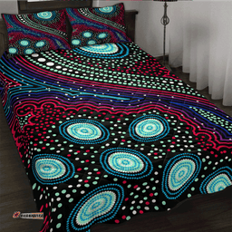 Amazing Aussie Australia Aboriginal Inspired Dreaming story aboriginal art background Quilt Bed Set