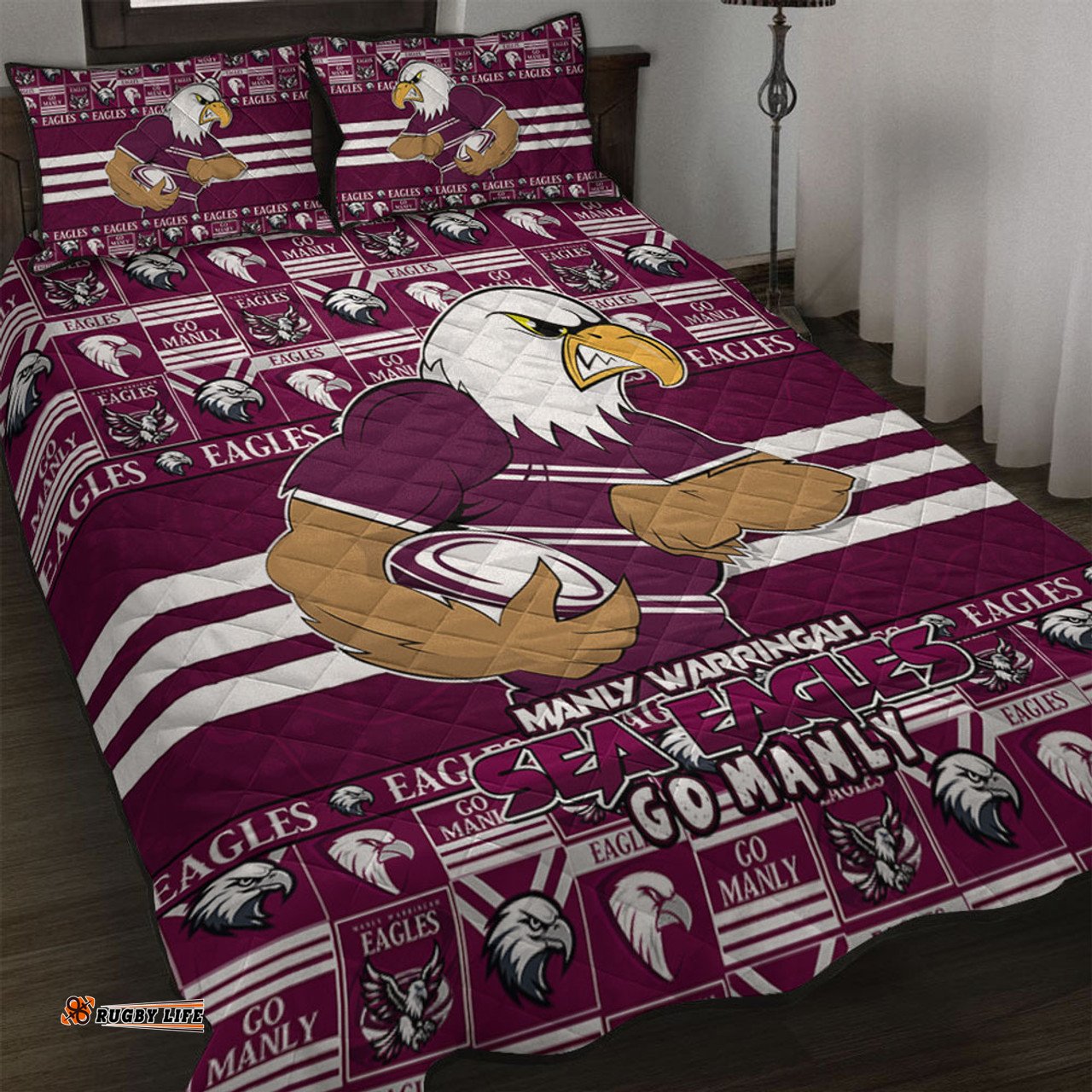 Amazing Aussie Manly Warringah Sea Eagles Champion���s Pride Comic Style Quilt Bed Set