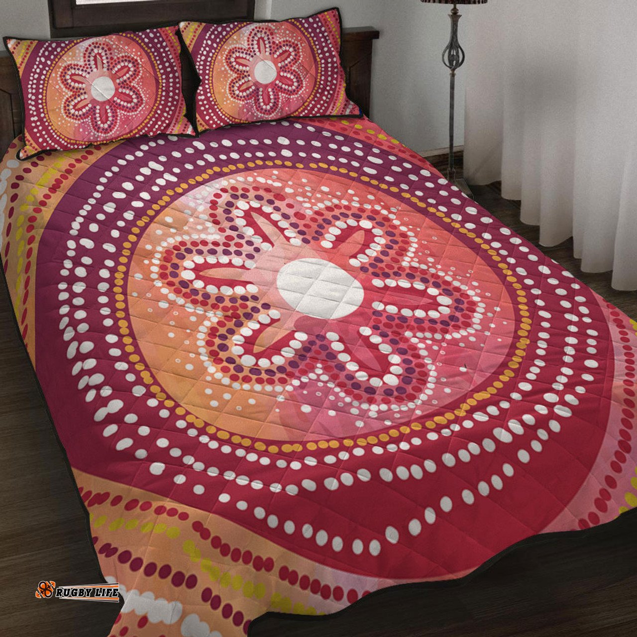 Amazing Aussie Australia Dot Painting Inspired Aboriginal Aboriginal Style Dot Quilt Bed Set
