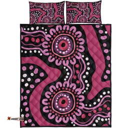 Amazing Aussie Australia Dot Painting Inspired Aboriginal Pink Flowers Aboriginal Dot Art Quilt Bed Set