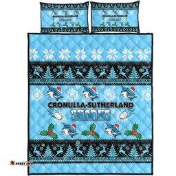 Amazing Aussie Cronulla Sutherland Sharks Christmas Cronulla Sutherland Sharks Special Ugly Christmas Quilt Bed Set