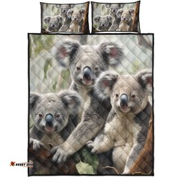 Amazing Aussie Australia Koala Three Koalas with Gum Trees Ver2 Quilt Bed Set