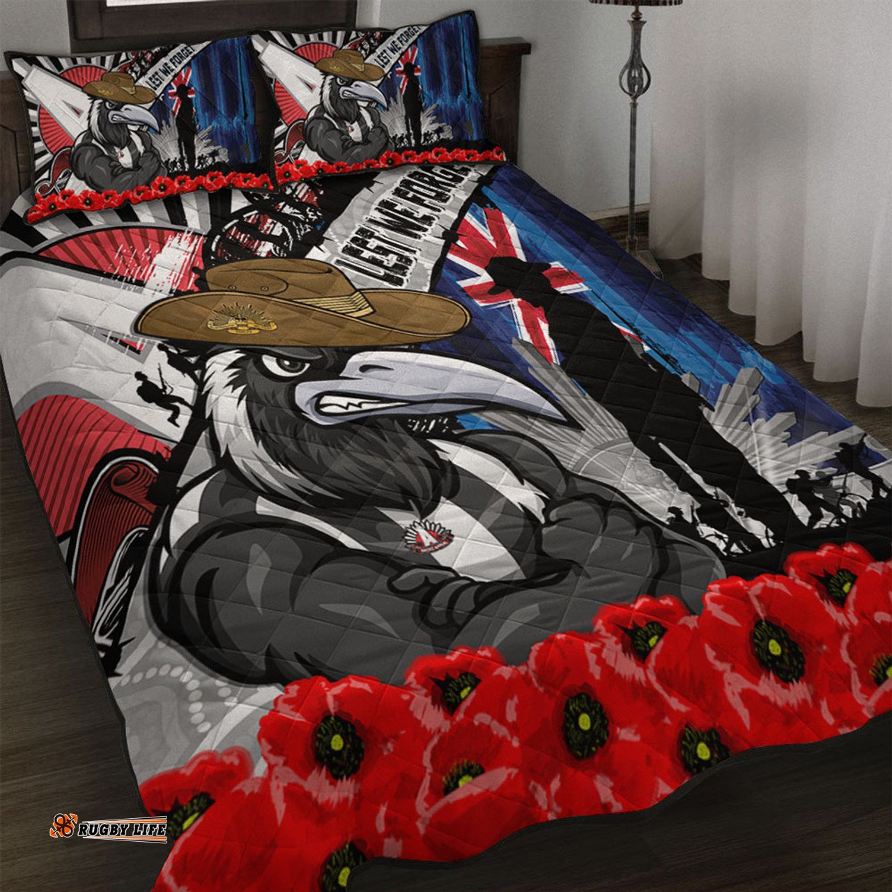 Amazing Aussie Collingwood Anzac Day Honor United In Spirit Quilt Bed Set