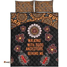 Amazing Aussie Australia Aboriginal Walking with 3000 Ancestors Behind Me Black and Orange Patterns Quilt Bed Set