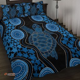 Amazing Aussie Australia Aboriginal Art Turtles Inspired Blue Quilt Bed Set