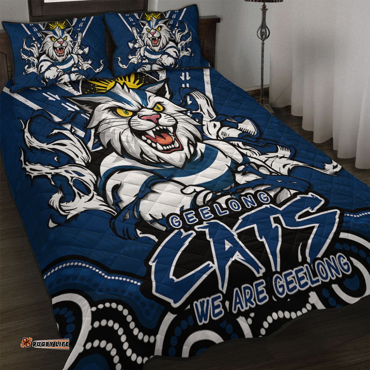 Amazing Aussie Geelong Cats Ripped Legacy Of The Game Quilt Bed Set