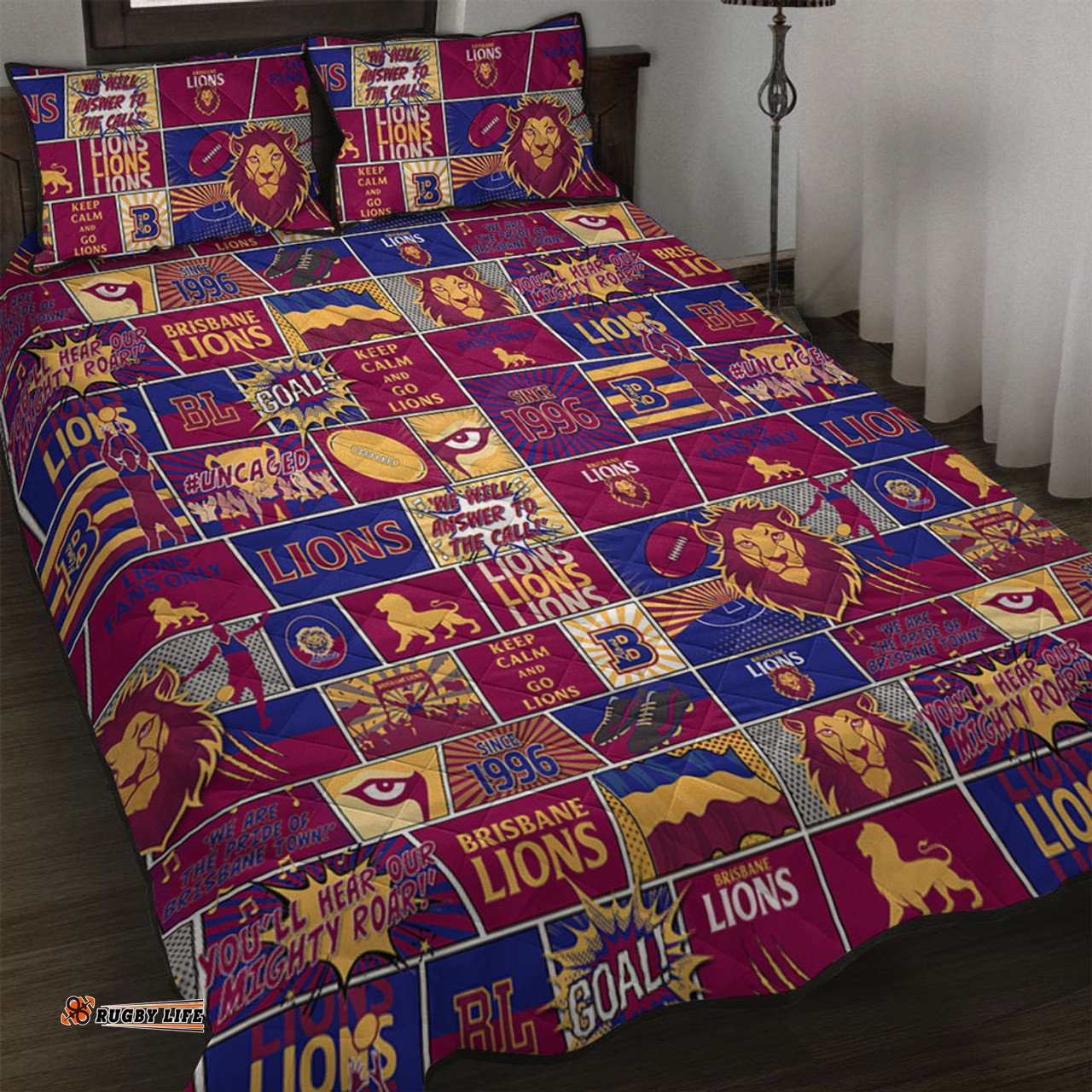 Amazing Aussie Brisbane Lions Legacy Of The Pride Comic Style Quilt Bed Set