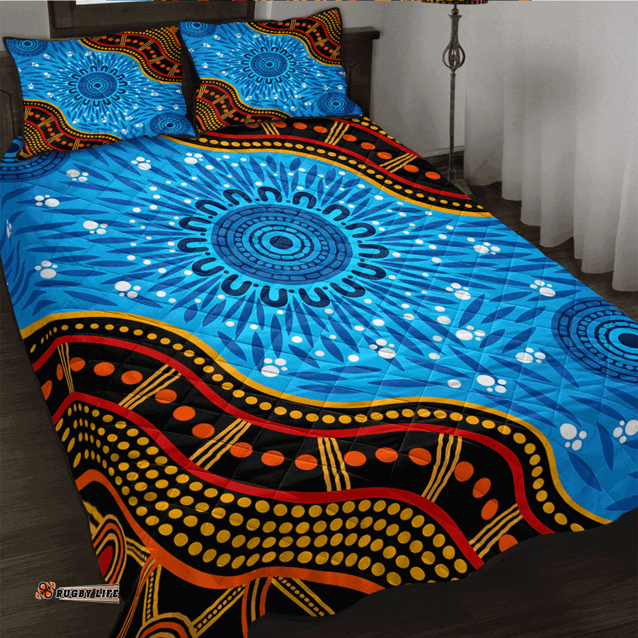 Amazing Aussie Australia Aboriginal Inspired River concept Indigenous style Quilt Bed Set