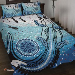 Amazing Aussie Australia Crocodile Aboriginal Dot Artwork With Crocodile Quilt Bed Set