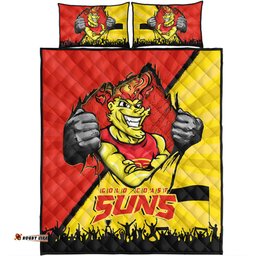 Amazing Aussie Gold Coast SUNS Breaking Through Fan Design Quilt Bed Set