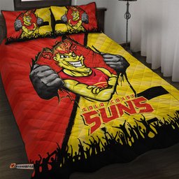 Amazing Aussie Gold Coast SUNS Breaking Through Fan Design Quilt Bed Set