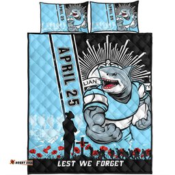 Amazing Aussie Cronulla Sutherland Sharks Anzac Day Lest We Forget Strong Fighting Spirit Quilt Bed Set
