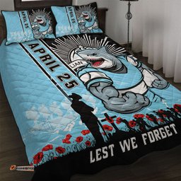 Amazing Aussie Cronulla Sutherland Sharks Anzac Day Lest We Forget Strong Fighting Spirit Quilt Bed Set