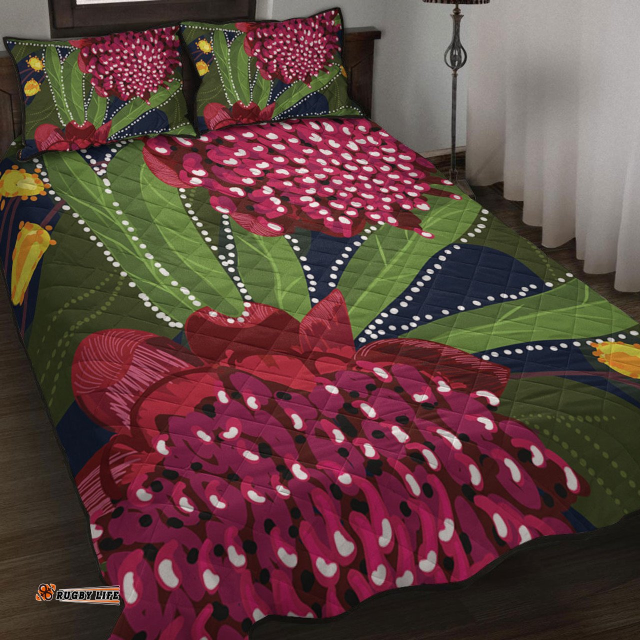 Amazing Aussie Australia Flowers Aboriginal Australian Waratah Flower Art Quilt Bed Set