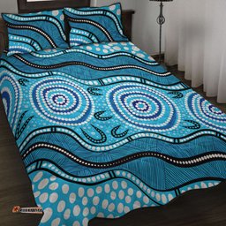 Amazing Aussie Australia Painting Illustration With Dot Art In Aboriginal Style Quilt Bed Set