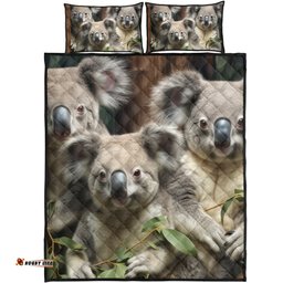 Amazing Aussie Australia Koala Three Koalas with Gum Trees Ver3 Quilt Bed Set