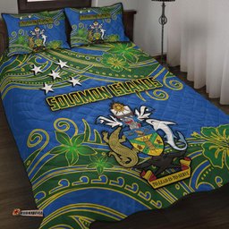 Amazing Aussie Australia South Sea Islanders Solomon Islands Symbol In Polynesian Patterns With Tropical Flowers Style Quilt Bed Set