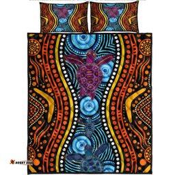 Amazing Aussie Australia Aboriginal Inspired Turtles In River Quilt Bed Set