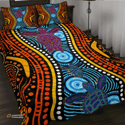 Amazing Aussie Australia Aboriginal Inspired Turtles In River Quilt Bed Set