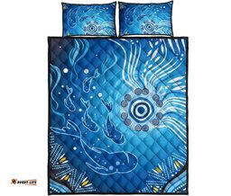 Aboriginal Quilt Bed Set, Indigenous Ocean Fishing