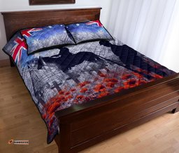 ANZAC Day Quilt Bed Set Lest We Forget Vintage Poppies