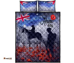 ANZAC Day Quilt Bed Set Lest We Forget Vintage Poppies