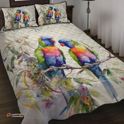 Amazing Aussie Australia Rainbow Lorikeets Rainbow Lorikeets Birds Art Quilt Bed Set
