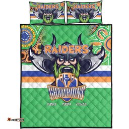 Amazing Aussie Canberra Raiders Talent Win Games But Teamwork And Intelligence Win Championships With Aboriginal Style Quilt Bed Set