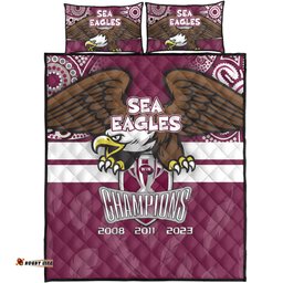 Amazing Aussie Manly Warringah Sea Eagles Talent Win Games But Teamwork And Intelligence Win Championships With Aboriginal Style Quilt Bed Set