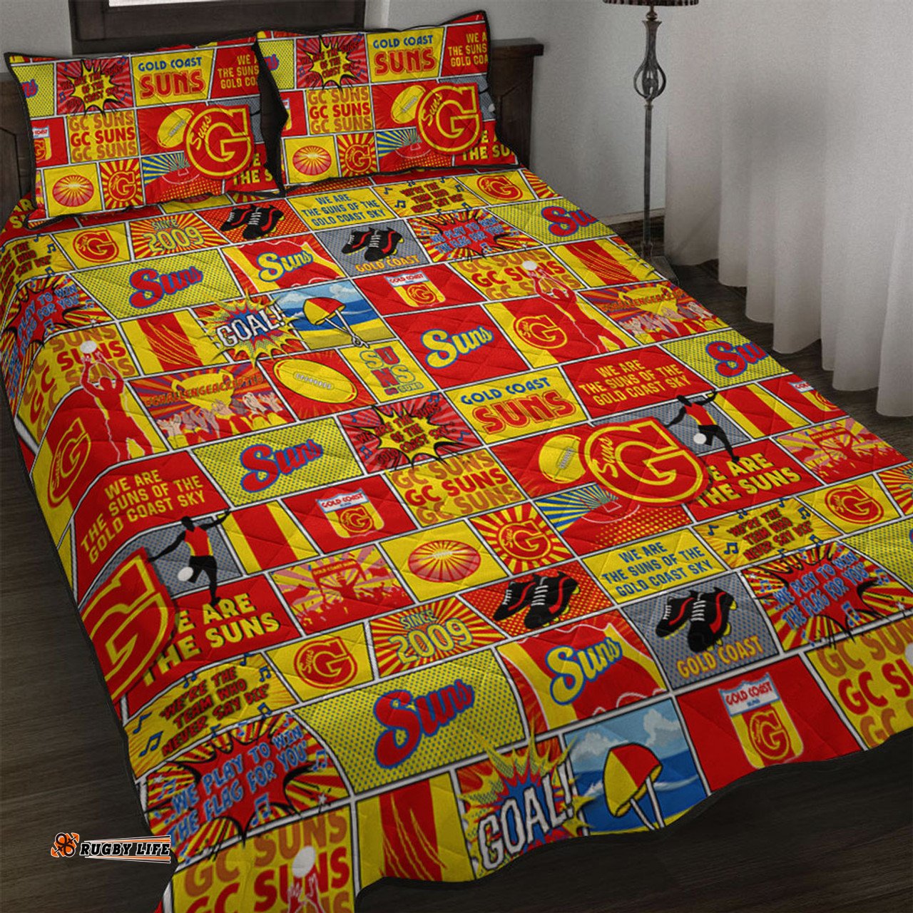 Amazing Aussie Gold Coast SUNS Legacy Of The Pride Comic Style Quilt Bed Set