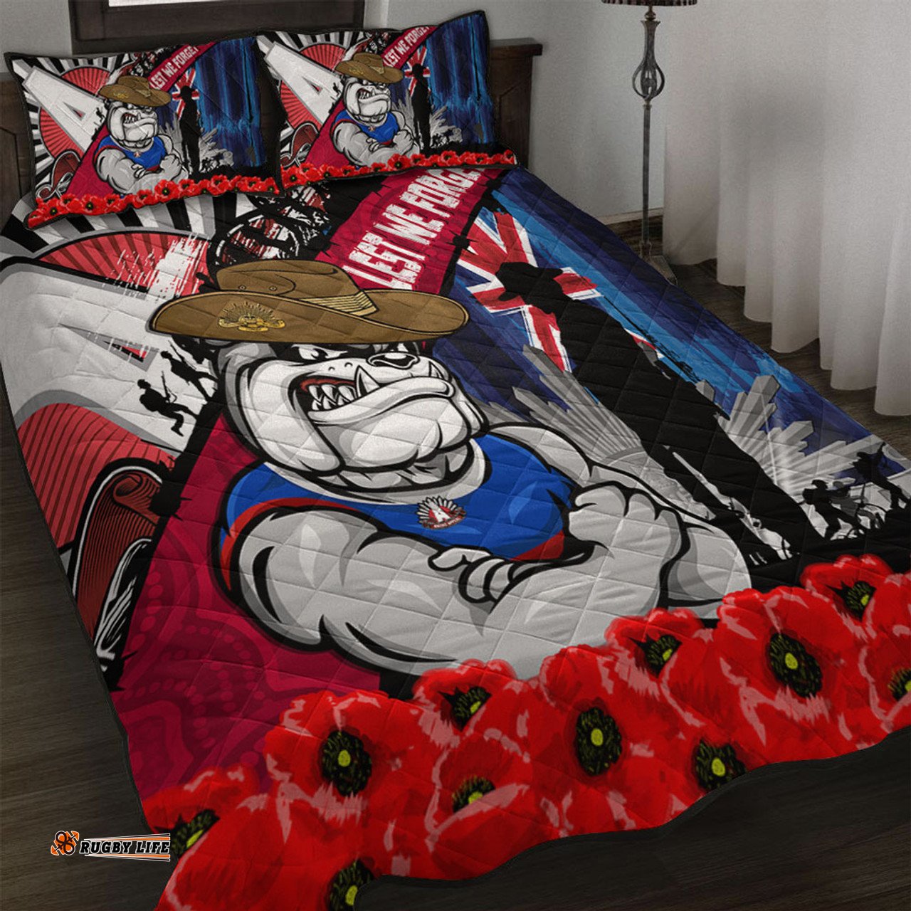 Amazing Aussie Western Bulldogs Anzac Day Honor United In Spirit Quilt Bed Set