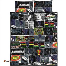 Amazing Aussie Penrith Panthers Team Of Us Die Hard Fan Supporters Comic Style Quilt Bed Set