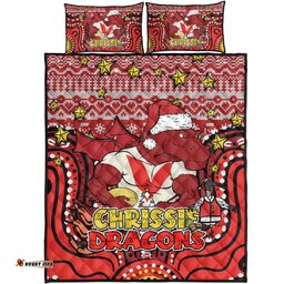 Amazing Aussie St. George Illawarra Dragons Christmas Custom Christmas Knit Patterns Vintage Jersey Ugly Quilt Bed Set
