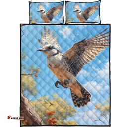 Amazing Aussie Australia Kookaburra Flying Kookaburra with Blue Sky Quilt Bed Set