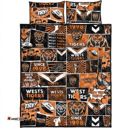 Amazing Aussie Wests Tigers Team Of Us Die Hard Fan Supporters Comic Style Quilt Bed Set