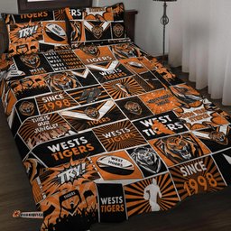 Amazing Aussie Wests Tigers Team Of Us Die Hard Fan Supporters Comic Style Quilt Bed Set