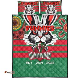 Amazing Aussie South Sydney Rabbitohs Talent Win Games But Teamwork And Intelligence Win Championships With Aboriginal Style Quilt Bed Set
