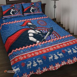 Amazing Aussie Newcastle Knights Australia Ugly Xmas With Aboriginal Patterns For Die Hard Fans Quilt Bed Set