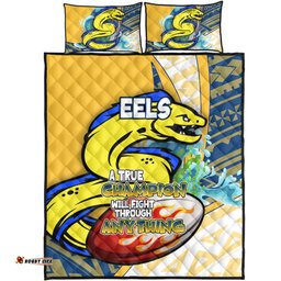 Amazing Aussie Parramatta Eels A True Champion Will Fight Through Anything With Polynesian Patterns Quilt Bed Set