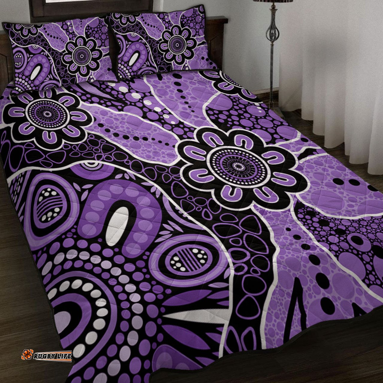 Amazing Aussie Australia Aboriginal Design Art Color Purple Quilt Bed Set