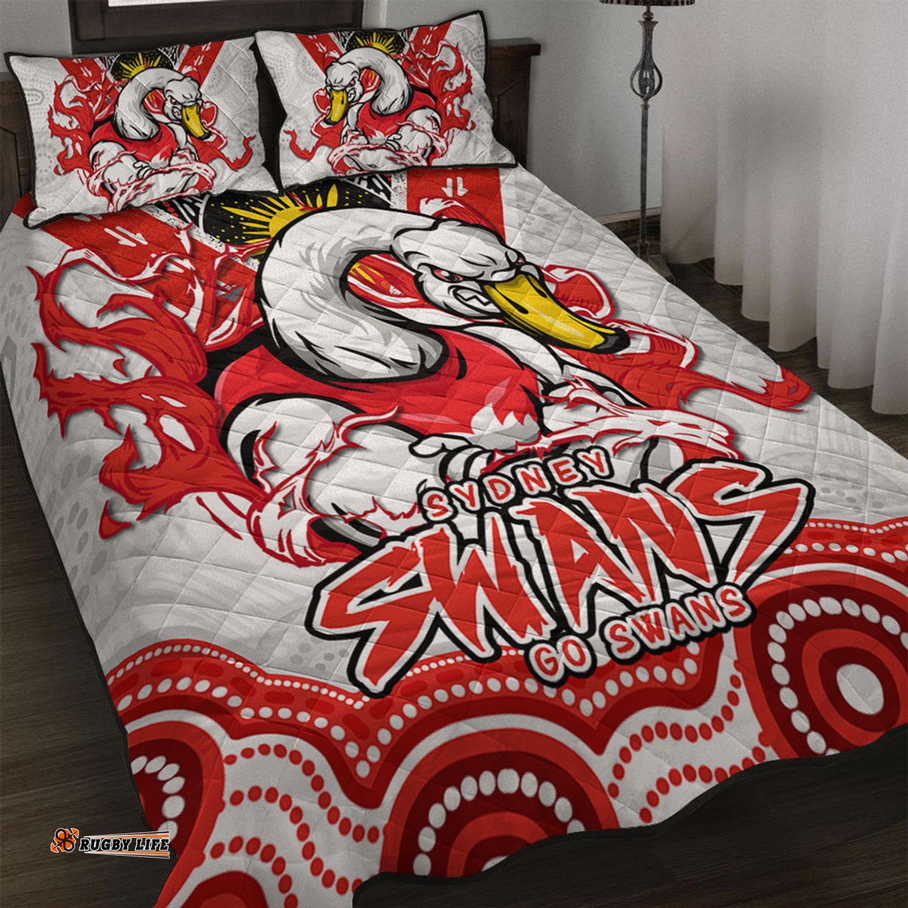 Amazing Aussie Sydney Swans Ripped Legacy Of The Game Quilt Bed Set
