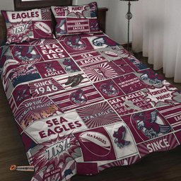 Amazing Aussie Manly Warringah Sea Eagles Team Of Us Die Hard Fan Supporters Comic Style Quilt Bed Set