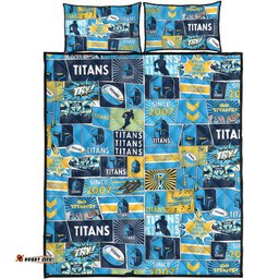 Amazing Aussie Gold Coast Titans Team Of Us Die Hard Fan Supporters Comic Style Quilt Bed Set